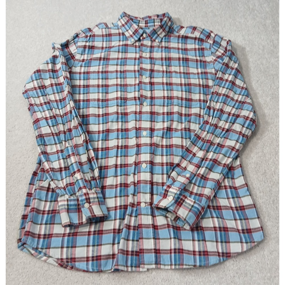 GAP Button down Front Plaid Check Shirt Size Men's Large SLIM FIT RED WHITE BLUE